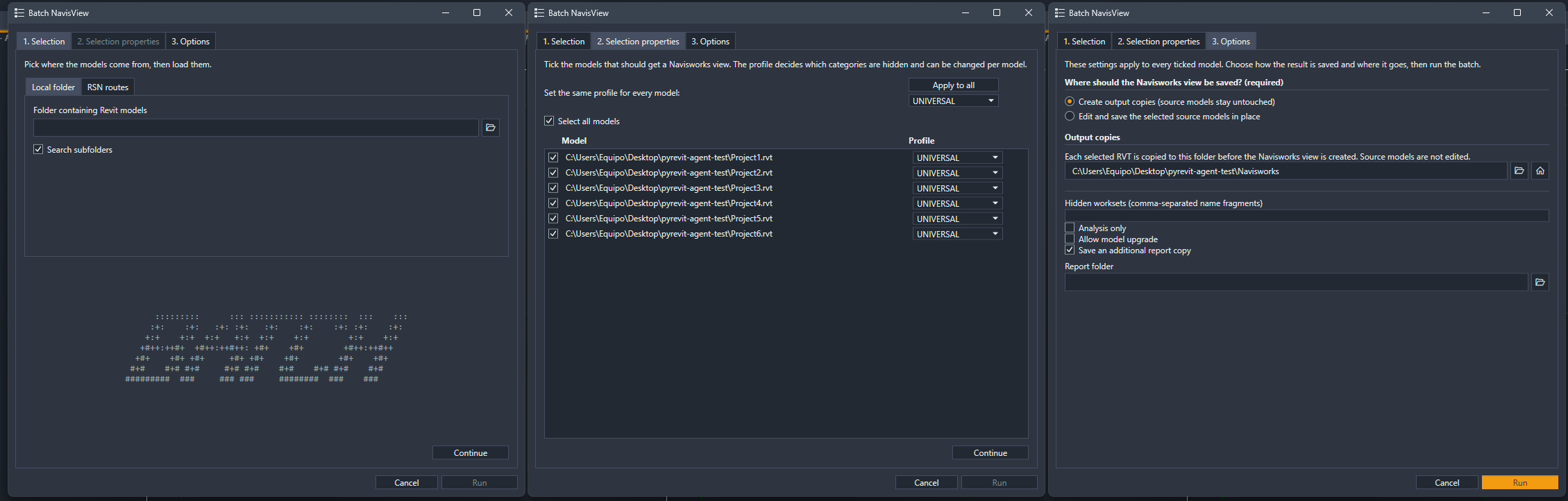 Batch NavisView: selection, per-model profiles and output options